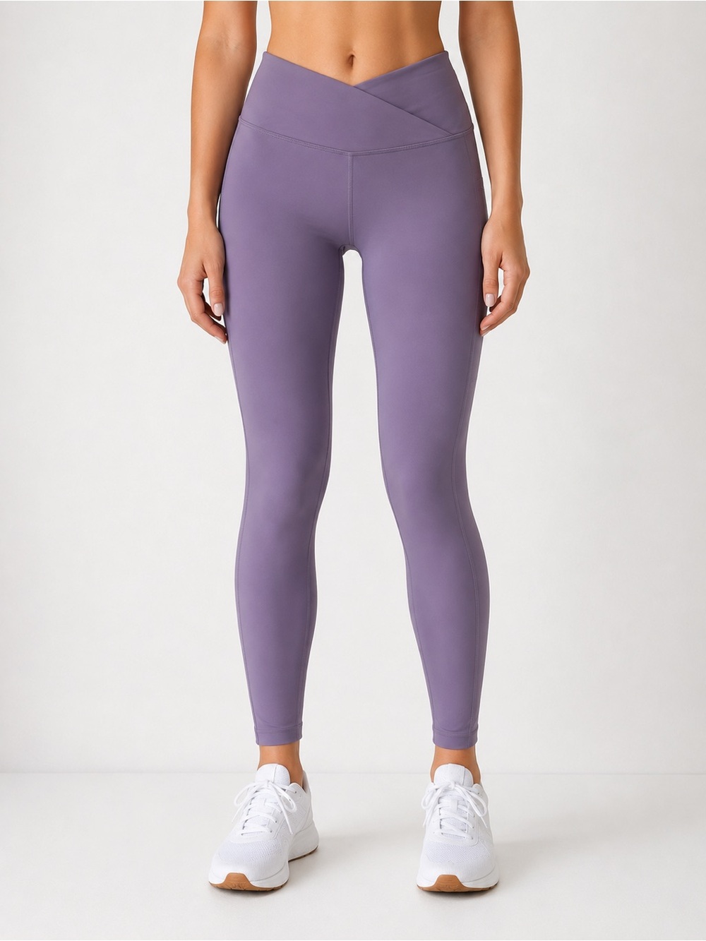 High-Rise Crossover Waist Purple Leggings [Size Small]